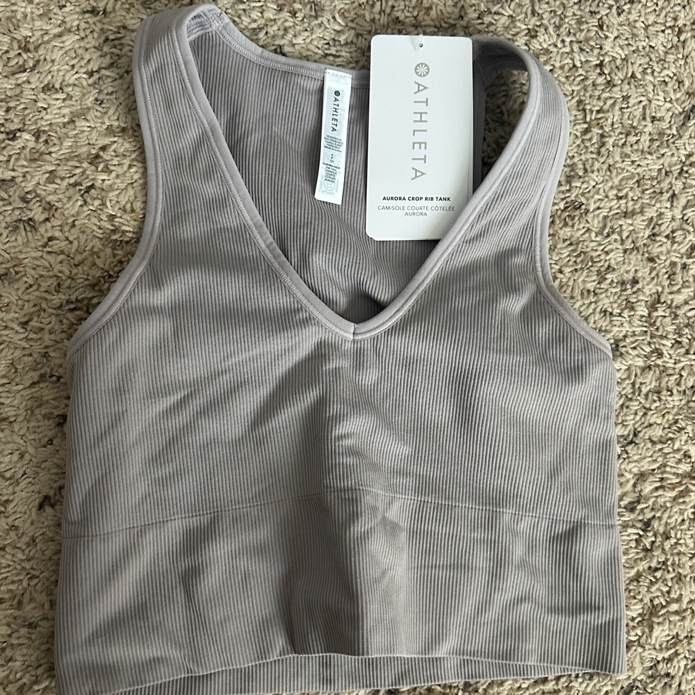 Athleta Aurora Cropped Ribbed Tank in Light Purple